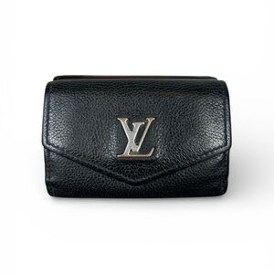 Authentic Louis Vuitton Mini Lock wallet black leather silver